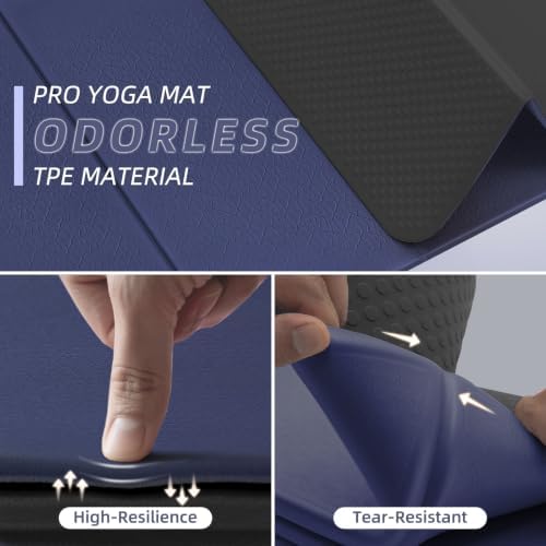 ILILI Foldable Yoga Mat 10mm, Extra Thick, Extra Long, 75x26x0.4 Inch, TPE