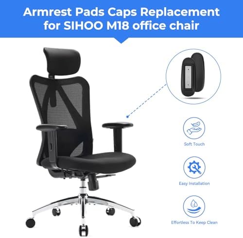 Armrest Pads Replacement for Sihoo M18 Chair -Ergonomic Chair armrest Parts, arm Pads caps for SIHOO M18 Chair,Black