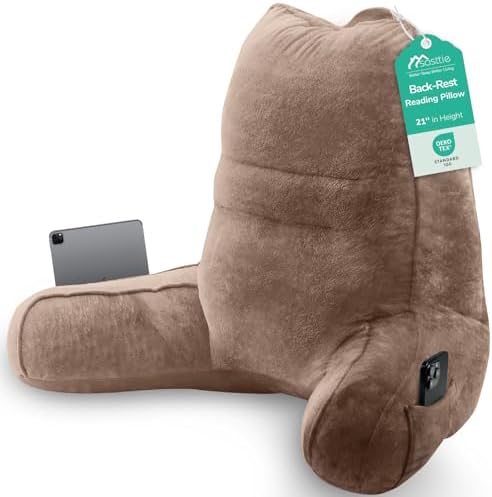 Sasttie Reading Pillow for Bed, Back Pillow for Sitting Up, Light Brown