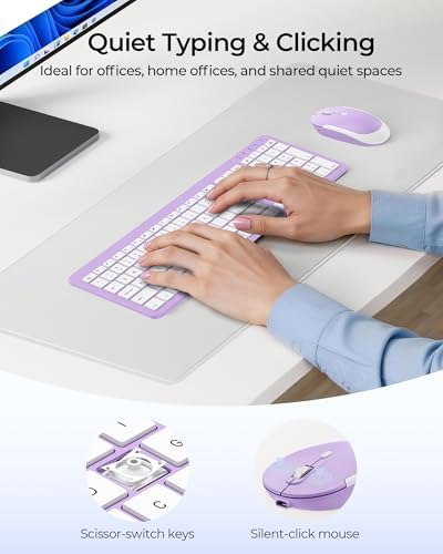 seenda Rechargeable Wireless Keyboard and Mouse Combo, Purple