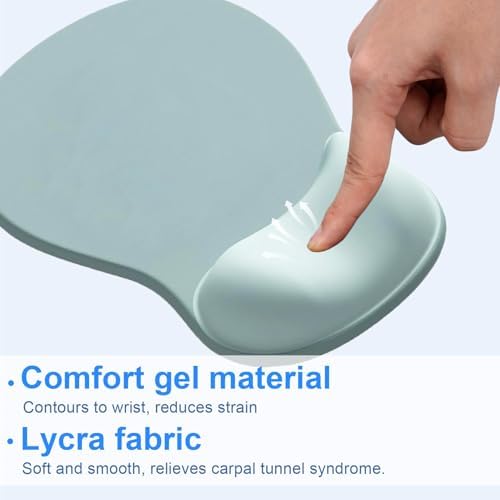 Ergonomic Mouse Pad with Gel Wrist Support, Comfortable Wrist Rest Mousepad with Non-Slip PU Base for Pain Relief, Desk, Home & Office (Light Green)
