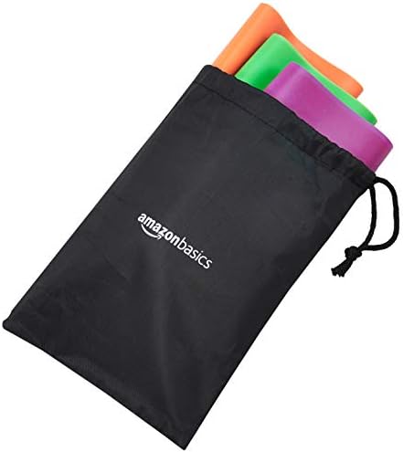 Amazon Basics Resistance Bands for Stretching, Strength Training and Exercise, Set of 3, Orange/Green/Pink
