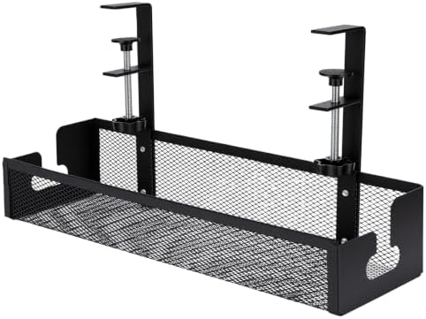 Sanpyl 16in Under Desk Cable Management Tray with Clamp, No Drill