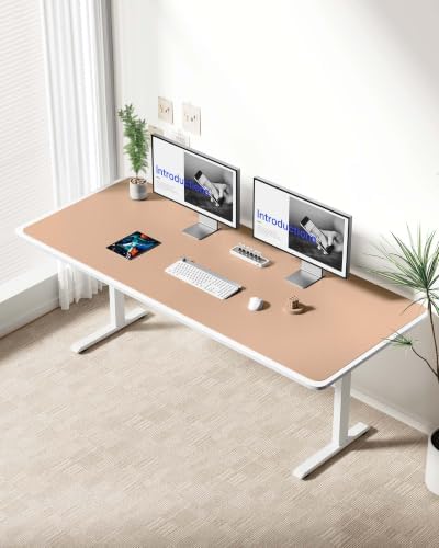YSAGi Leather Desk Protector, Office Mat, Large Mouse Mat, Non-Slip PU Leather Blotter, Laptop Desk Mat, Waterproof Writing Pad for Office and Home(Latte, 63" x 24")