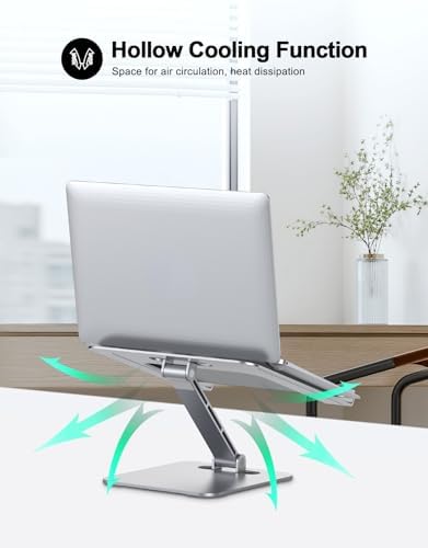 RIWUCT Aluminum Alloy Laptop Stand for Desk, Foldable Laptop Riser Holder