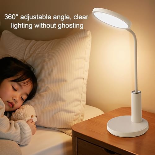 Eye Protection 350lm Stepless Dimming Desk Lamp, ABS Lamp with Stable Base 45Min Timer 60s Delay for Home Work Study Bedroom Bedside CY-8628
