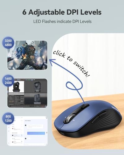TECKNET Rechargeable Wireless Bluetooth Mouse with 4-Way Wheel, 3-Device