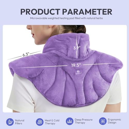 Microwavable Heat Pad for Neck and Shoulders, Warm Compress Wrap, Purple