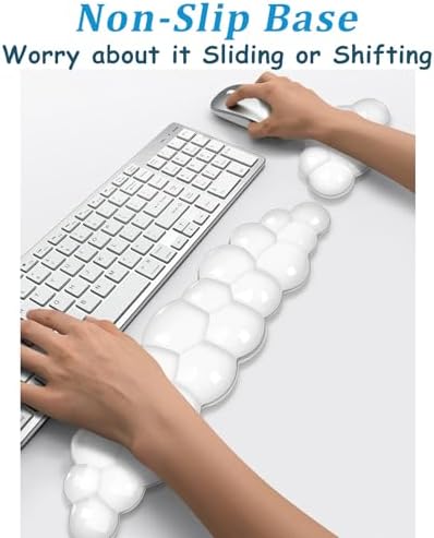 Gel Cloud Keyboard and Mouse Wrist Rest, Clear Cloud Wrist Rest for Keyboard, Cute Ergonomic Cloud Wrist Support for Typing Pain Relief, Green Cloud Wrist Rest for Office, Gaming, Computer, Laptop