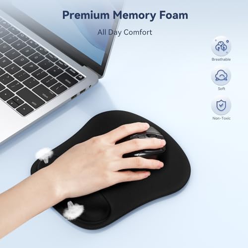 TECKNET Ergonomic Mouse Pad with Wrist Support Black