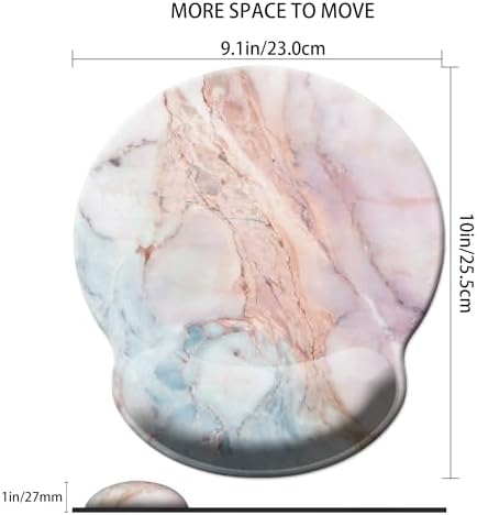 Mouse Pad Wrist Support,Ergonomic Mouse Pad with Wrist Rest,Comfortable Mousepad with Smooth Wrist Rest,Pain Relief Mouse Pads for Non-Slip Base,Computer,Laptop,Office & Home(Pink Marble)