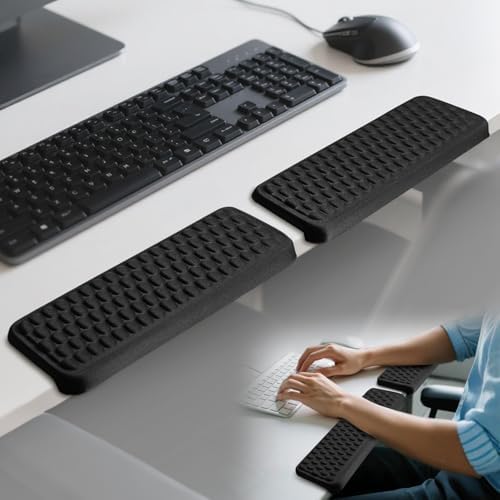 Desk Edge Cushion, L-Shaped Memory Foam Arm Rest for Desk with Non-Slip Base, 2-Piece Ergonomic Elbow Pads & Wrist Rest for Mouse & Keyboard, Desk Arm Support for Office, Gaming & Home(Black)