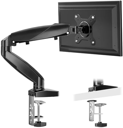 Simple Deluxe Single Monitor Arm, 13" to 32" Adjustable Desk Monitor Stand Mount, Black