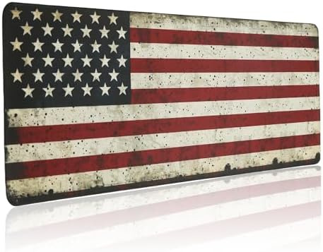 American Flag Gaming Mouse Pad, Large Mouse Pad for Desk Mat XL Mousepad, Stitched Edges Non-Slip Rubber Base Mouse Pads for Computers Laptop (USA Flag-Large-White)