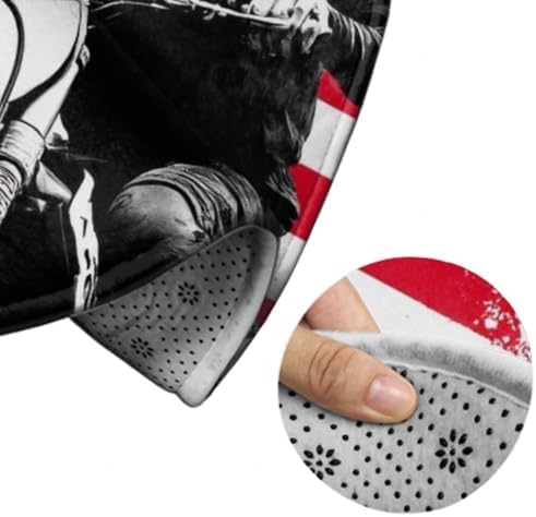Men's Large Home Decor Mat, Soft Round Yoga Carpet, Non Slip Machine Washable Home Office Circle Rug American Flag Dirt Bike Motocross