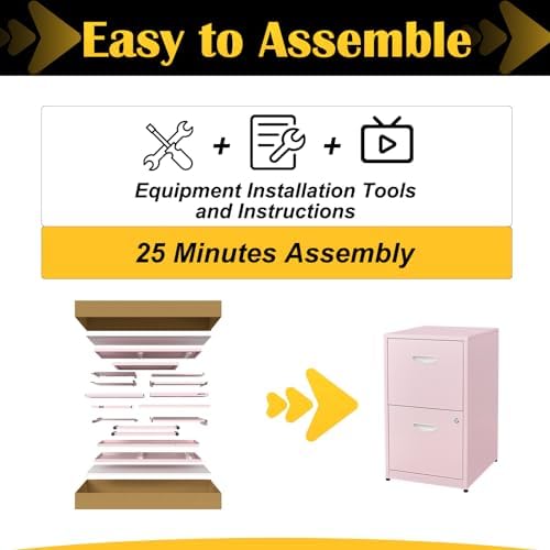SteeLoong 2 Drawer File Cabinets,Metal Office File Cabinet with Lock,Pink