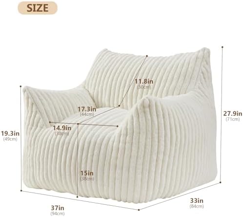 Achicsofar Bean Bag Chair for Adults Teens, Comfy Faux Fur Beanbag Armchair