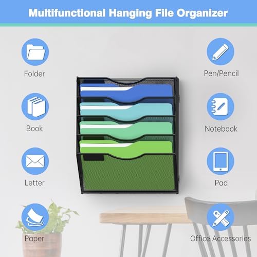 Kuntine.B Wall File Organizer Office Hanging Magazine Holder Wall File Organizer for Office Home