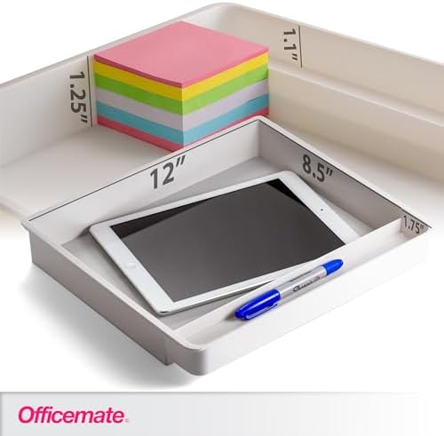 Officemate Large Self-Adhesive Under Desk Drawer, White, 12.5" x 10.75" x 1.875" (22556)