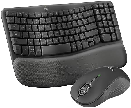 Logitech - Wave Keys MK670 Combo Ergonomic Wireless Keyboard and Mouse Bundle for Windows/Mac with Integrated Palm-Rest - Graphite (Renewed)