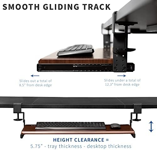 VIVO Height Adjustable Clamp and 12 inch Rail Set for DIY Custom Wooden Keyboard Trays (Tray Not Included), Under Desk Pull Out Slider Track with C-clamp Mount System, Black, MOUNT-RAIL02H