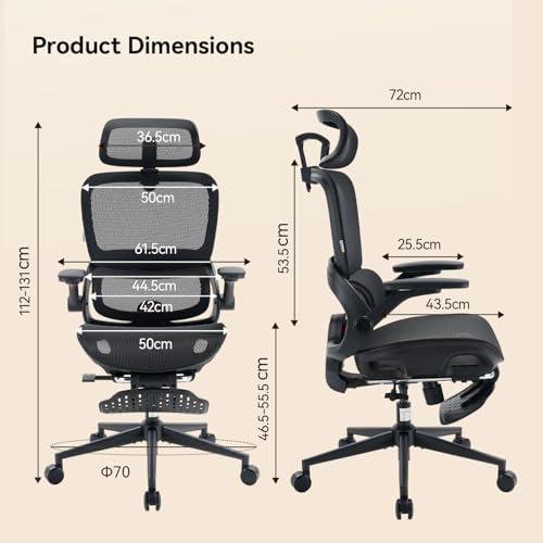 SIHOO B100 PRO Ergonomic Office Chair with Footrest, 4D Flip-Up Armrests