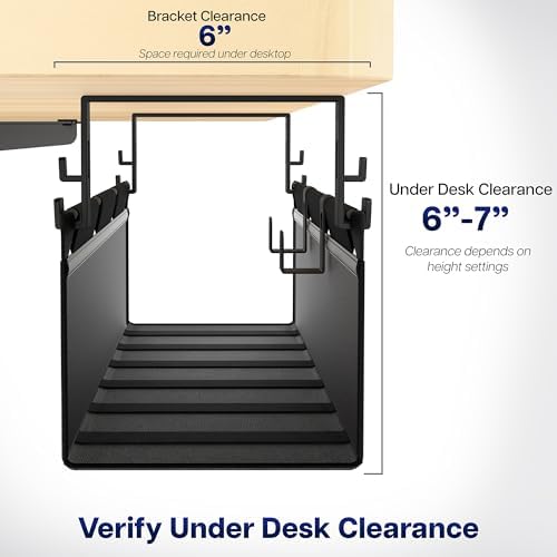 VIVO Black Screw-on 31 in Fabric Cable Management Tray, DESK-AC31F-S
