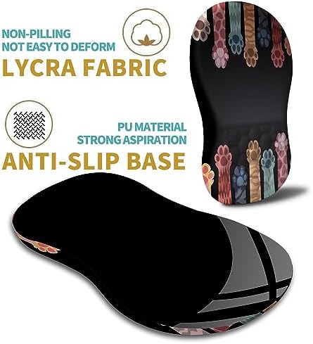 Hokafenle Ergonomic Mouse Pad Wrist Support with Massage Design, Wrist Rest Pain Relief Mousepad with Memory Foam&Non-Slip PU Base, Mouse Pads for Wireless Mouse & Desk (12x8 inch,Paw)