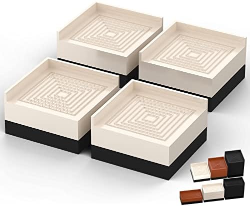 Furniture Risers, Tclouda Bed/Sofa/Desk/Table/Chair Leg/Fridge Lifts to 1.5, 3 and 4 in, Square Adjustable Risers Blocks for Extenders, Heavy Duty Supports Up to 1300 Lbs, 1.5 in-Apricot-Square