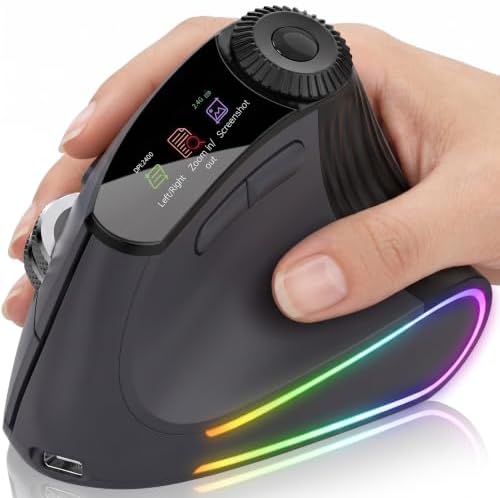 Wireless Vertical Mouse, Ergonomic Shortcut Dial, 4800 DPI
