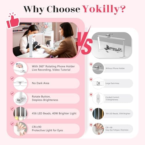 Yokilly Large Half Moon Light: 34" Shadow-Free Nail Light for Manicurist