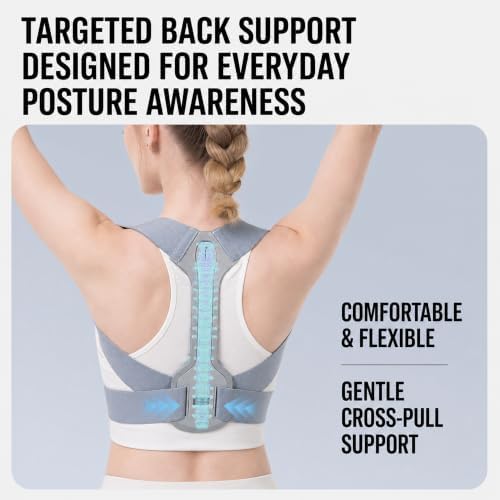 Posture Corrector for Women & Men, Back Brace for Upper Back Pain Relief, Adjustable Shoulder Support Posture Trainer, Helps Improve Spine Alignment, Reduce Slouching, Ideal for Office Work, Sitting, Driving & Daily Use