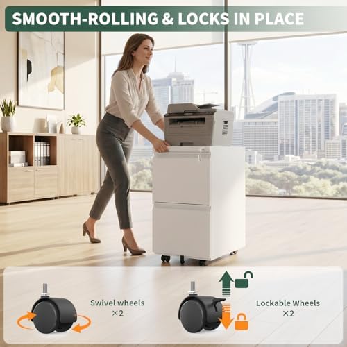 Small File Cabinet for Home Office,Metal Mobile Organizer Letters/Legal/A4