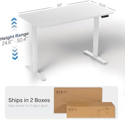 VIVO White 60 x 24 in Standing Desk, DESK-KIT-2W6W