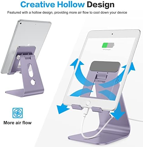 OMOTON T2 Tablet Stand for Desk, Aluminum Holder for iPad Pro/Air,Purple