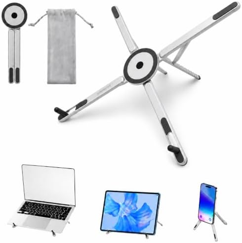 3-in-1 Portable Laptop Stand Magnetic Phone Holder Foldable Riser