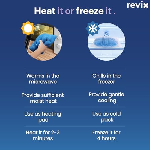 REVIX Microwavable Heating Pad for Neck Shoulder & Back, Moist Heat, Blue