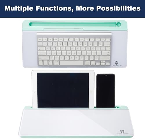 TSJ OFFICE Desktop Whiteboard Dry-Erase-Board - Computer Keyboard Stand White Board Surface Pad with Drawer, Desk Organizers with Accessories for Office, Home, School Supplies - Green