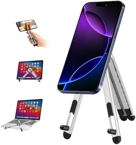 3-in-1 Portable Laptop Stand with Magnetic Phone Holder, White