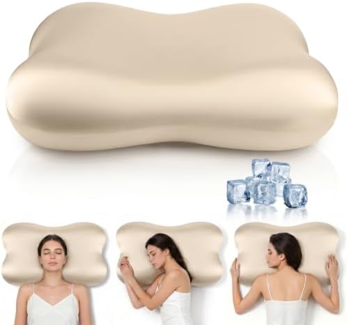Dayme Cooling Cervical Neck Pillow – Contour Memory Foam Pillow, Champagne