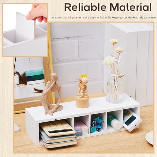 Jetec Wooden Pencil Pen Holder for Desk, White, 6 Compartments