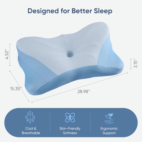 Cervical Neck Pillow, Memory Foam Contour Pillow, Queen