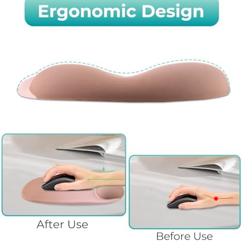 Mouse Pad with Wrist Rest Support, Ergonomic Mousepad with Comfortable Gel Cushion, Gaming Mouse Pad with Non-Slip PU Base, Relieve Pain Relief, for Home Office Computer Laptop, Brown