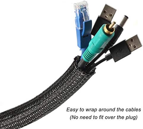 Cable Management Sleeve, Split Design, 25FT - 3/4 Inch, Black