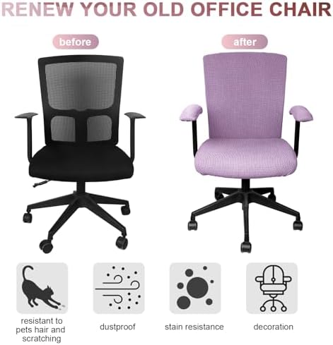 Tallew 4 Pcs Office Chair Covers Stretchable Armrest Seat,XL,Lilac Purple