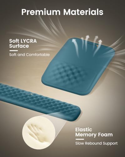 ProtoArc KMP50 Ergonomic Mouse Pad with Wrist Rest, Lycra Surface, Blue