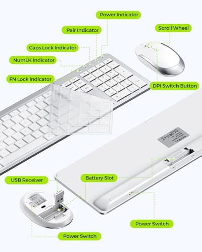 seenda Wireless Keyboard and Mouse Combo, Slim Full-Size Design