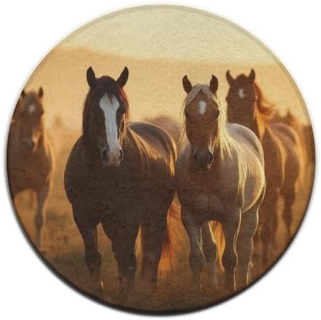 Large Machine Washable Circular Rugs, Home Decor Round Mat for Living Room Sofa Office Horse