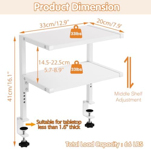 IBUYKE Clamp on Desk Organizer Shelf,Desk Extender Shelves UTMZ007W