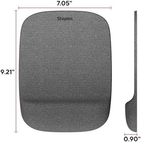 Staples Mouse Pad with Gel Wrist Rest, Ergonomic Non‑Slip Base, Comfortable Wrist Support for Precise Mouse Control, Gray